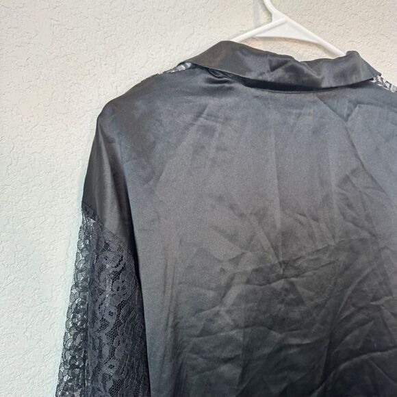 Victoria’s Secret Gold Label Black Satin Sheer Lace Button Front Nightgown S - Picture 6 of 6